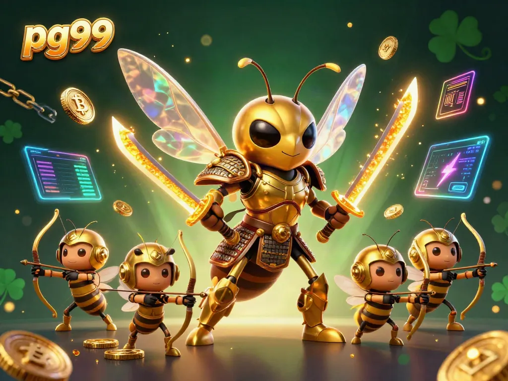 Experience the excitement of pg99 online gambling with vibrant 3D characters and crypto elements.