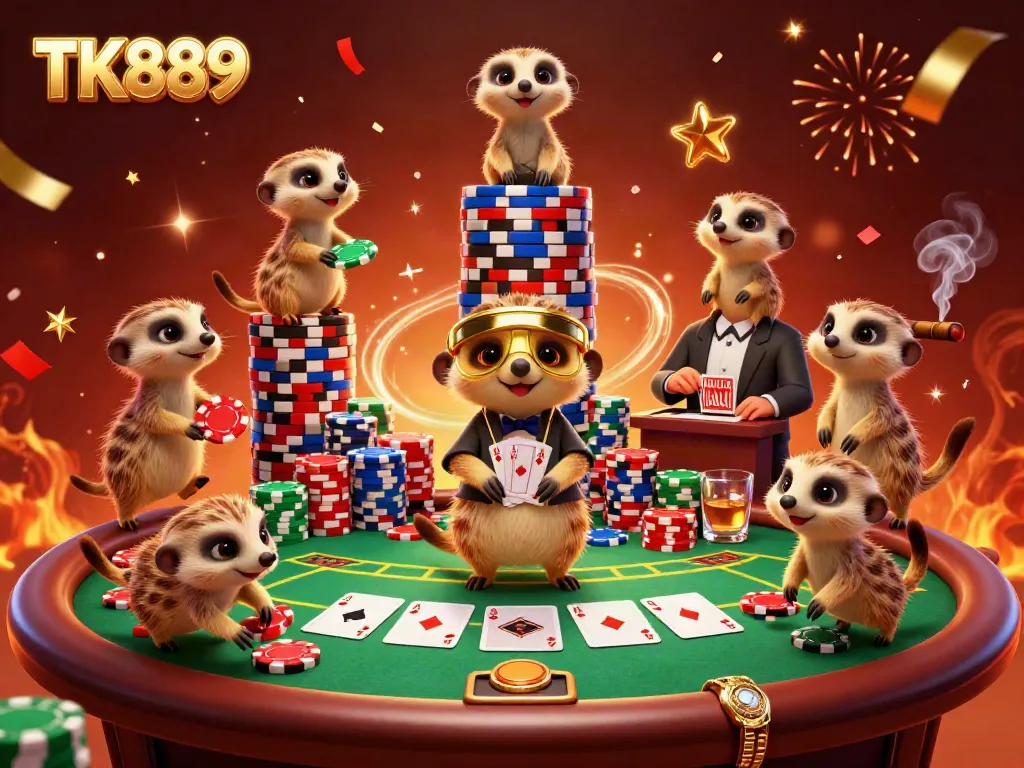 Experience the excitement of TK889 online casino with vibrant gameplay featuring dynamic meerkat characters.