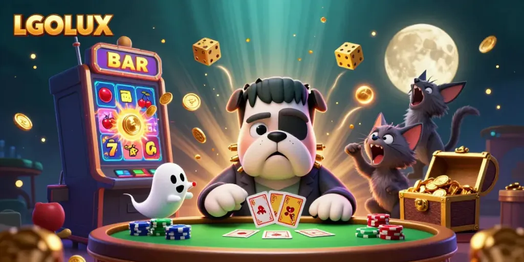 Play exciting casino games at LGOLUX with colorful slots, friendly characters, and vibrant action.
