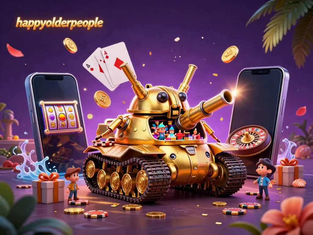 Spin winning reels with happyolderpeople in an energetic casino scene filled with gold coins and fun.