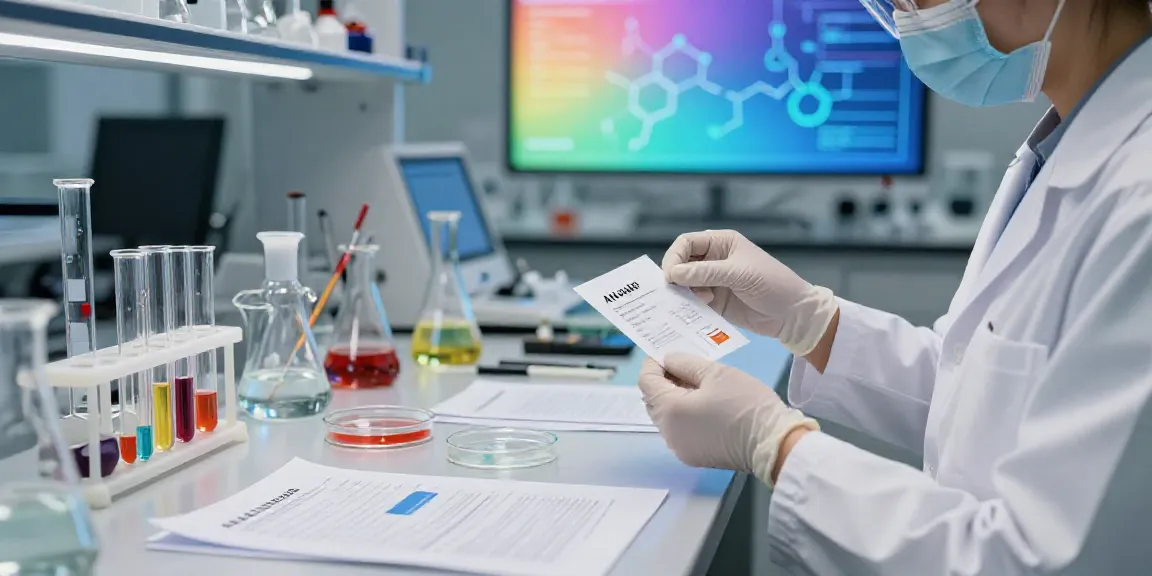 AL-LAD 150 MCG Blotters being handled in a modern laboratory environment showcasing research.