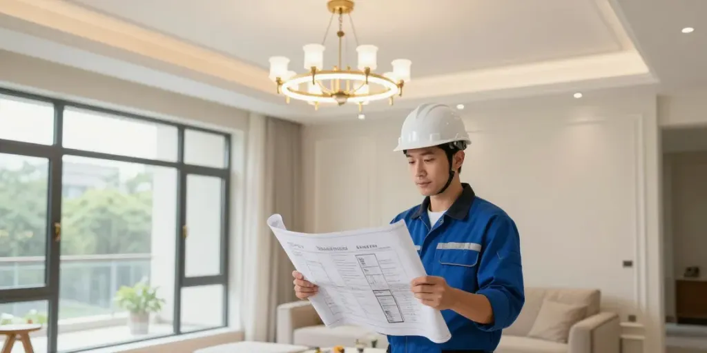 Instalare lustre LED de către un furnizor de servicii locale, de încredere