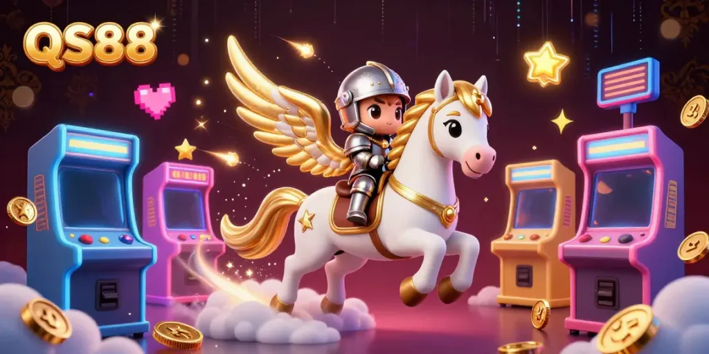 Immerse in a vibrant QS88-themed digital casino world with celestial influences.