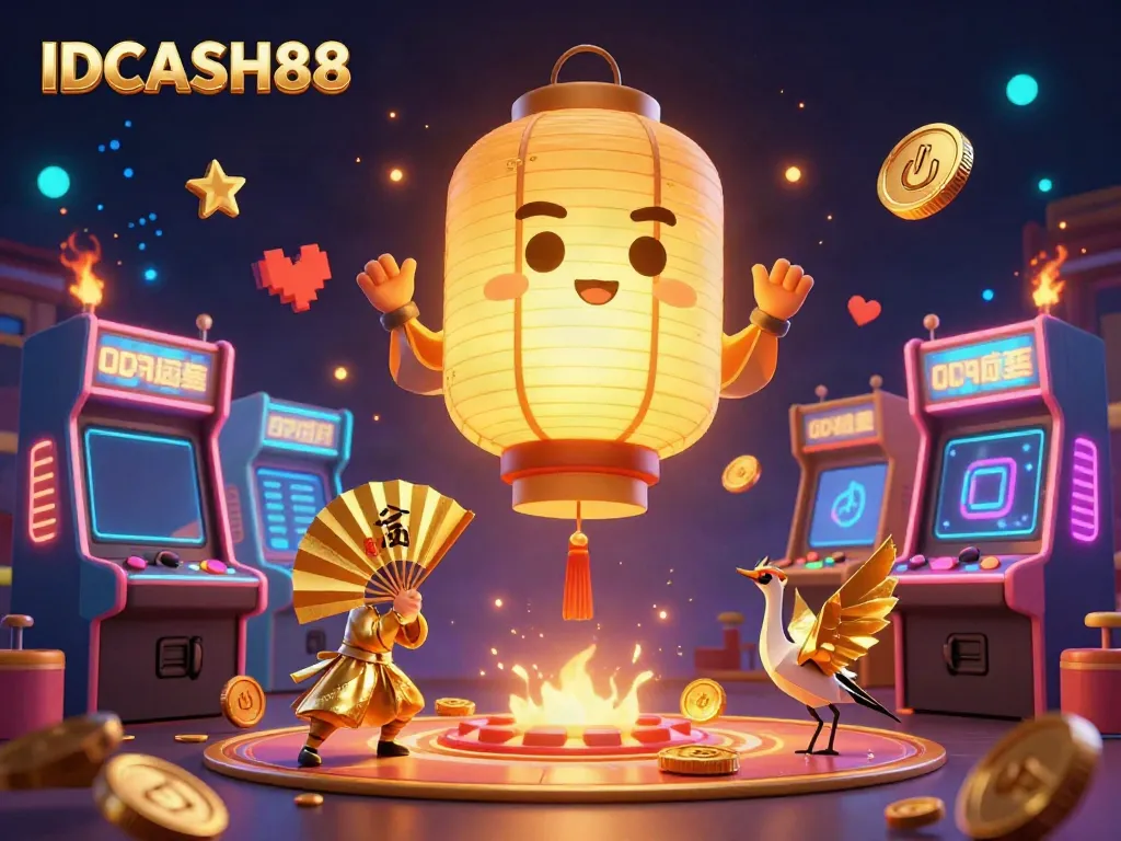 Experience thrilling gameplay at IDCASH88 with vibrant 3D characters in a lively casino setting.