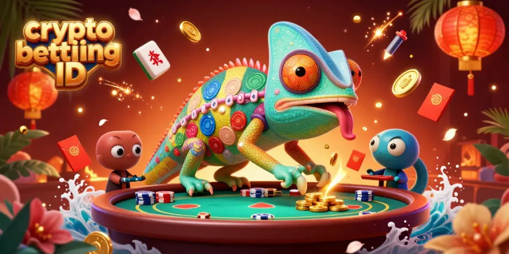 Engage with crypto betting ID for a vibrant casino experience featuring animated chameleon owner.