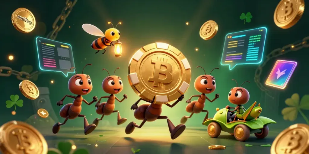 Experience an adventure with the mm88svip team of ants in a vibrant heist scene within a casino.