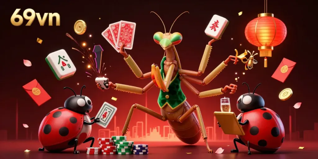 Engage with the vibrant 69vn casino experience featuring dynamic card dealing and festive elements.