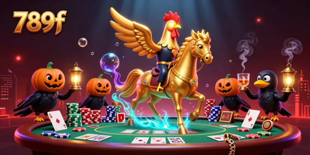Watch the mystical golden rooster and its companions navigate the bustling scene at 789f casino.