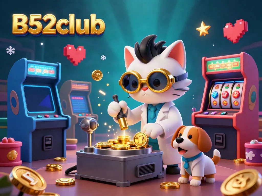 Experience the thrill of winning at B52club with a vibrant casino scene featuring playful characters and engaging game elements.