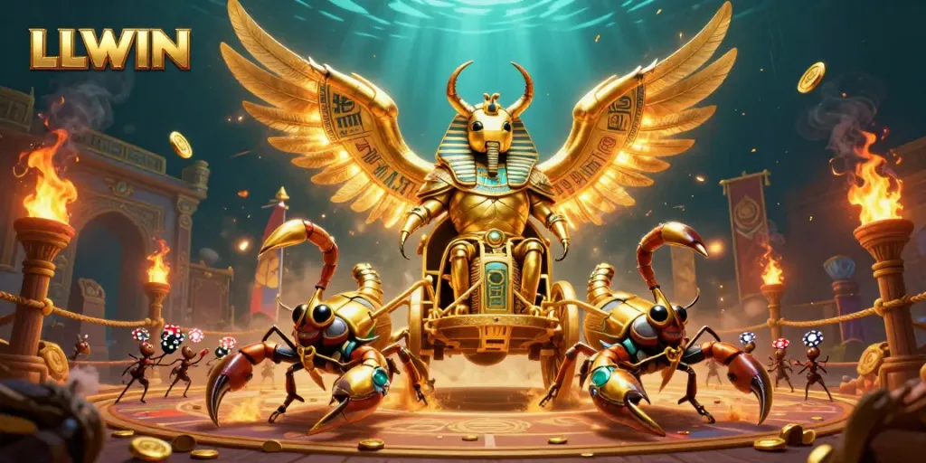 Engage with the thrilling LLWIN casino experience, featuring dynamic scenes of gaming action and excitement.