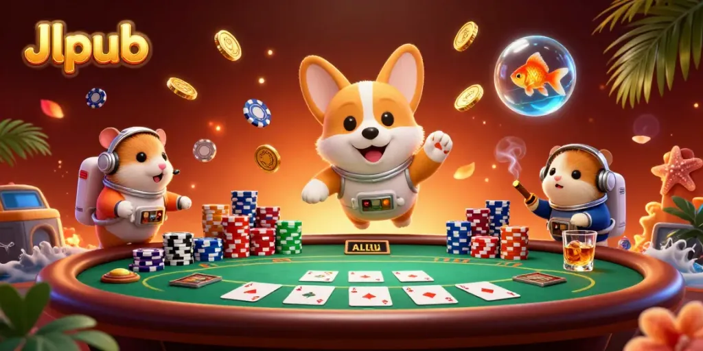 Experience thrilling gameplay at Jlpub with a vibrant casino scene featuring an astronaut corgi and engaging gaming elements.