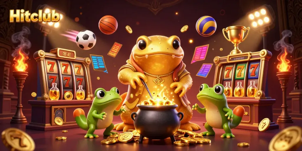 Hitclub offers immersive gaming experiences with golden alchemist characters among dynamic slot game elements.