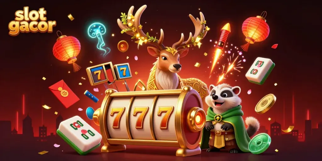Engage with the thrilling world of slot gacor featuring spinning reels and vibrant characters.