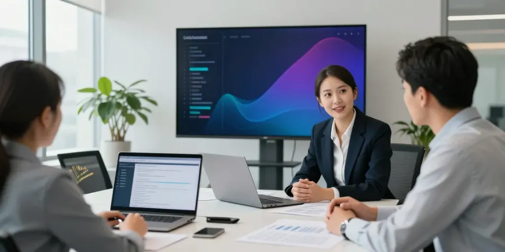 Payday Loans Canada consultation in modern office setting with advisor and client.