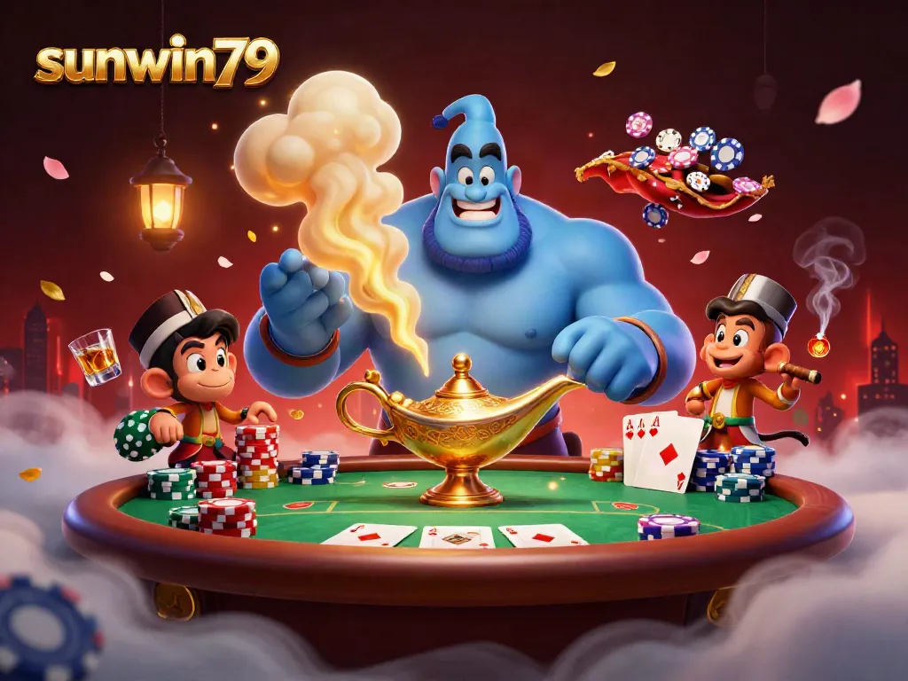 Experience thrilling gameplay at sunwin79 with vibrant poker elements and energetic characters.