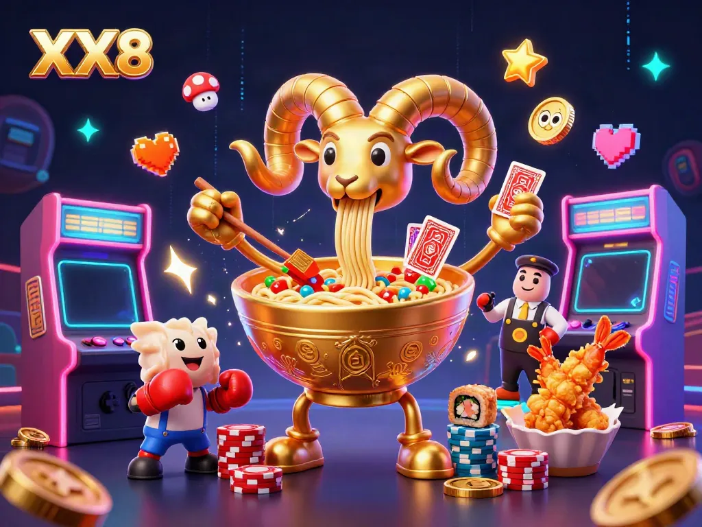 Engage with the colorful XX8 casino scene featuring vibrant characters and casino elements