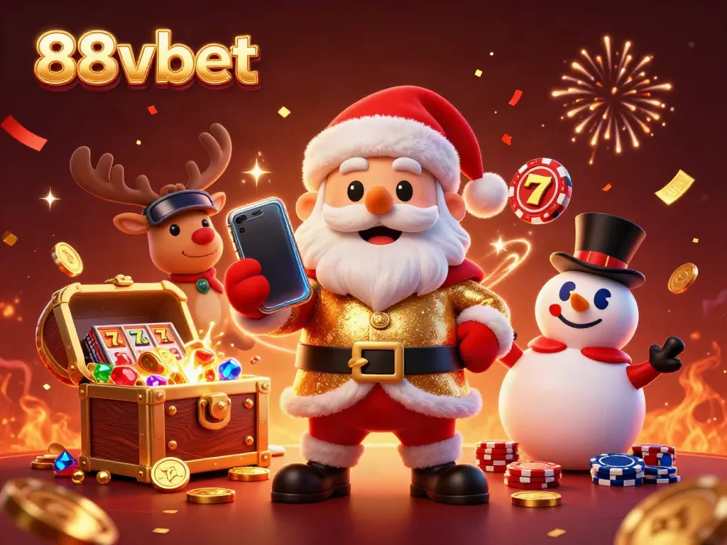 Engage with exciting slots through the fun character scene showcasing 88vbet powered by Santa and friends.