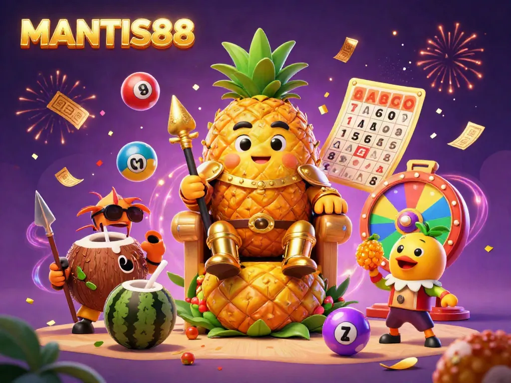 Join the thrilling games with MANTIS88 featuring a vibrant king, bodyguards, and magical elements.